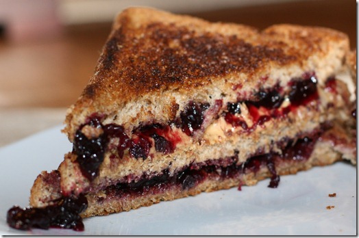 IMG 5623 thumb   Grilled Cashew Butter and Blueberry Sandwich